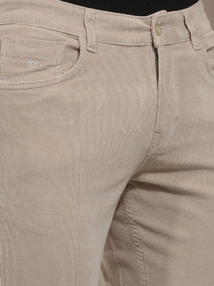 Ridge Beige Corduroy Trousers-Men Trousers-Crimsoune Club