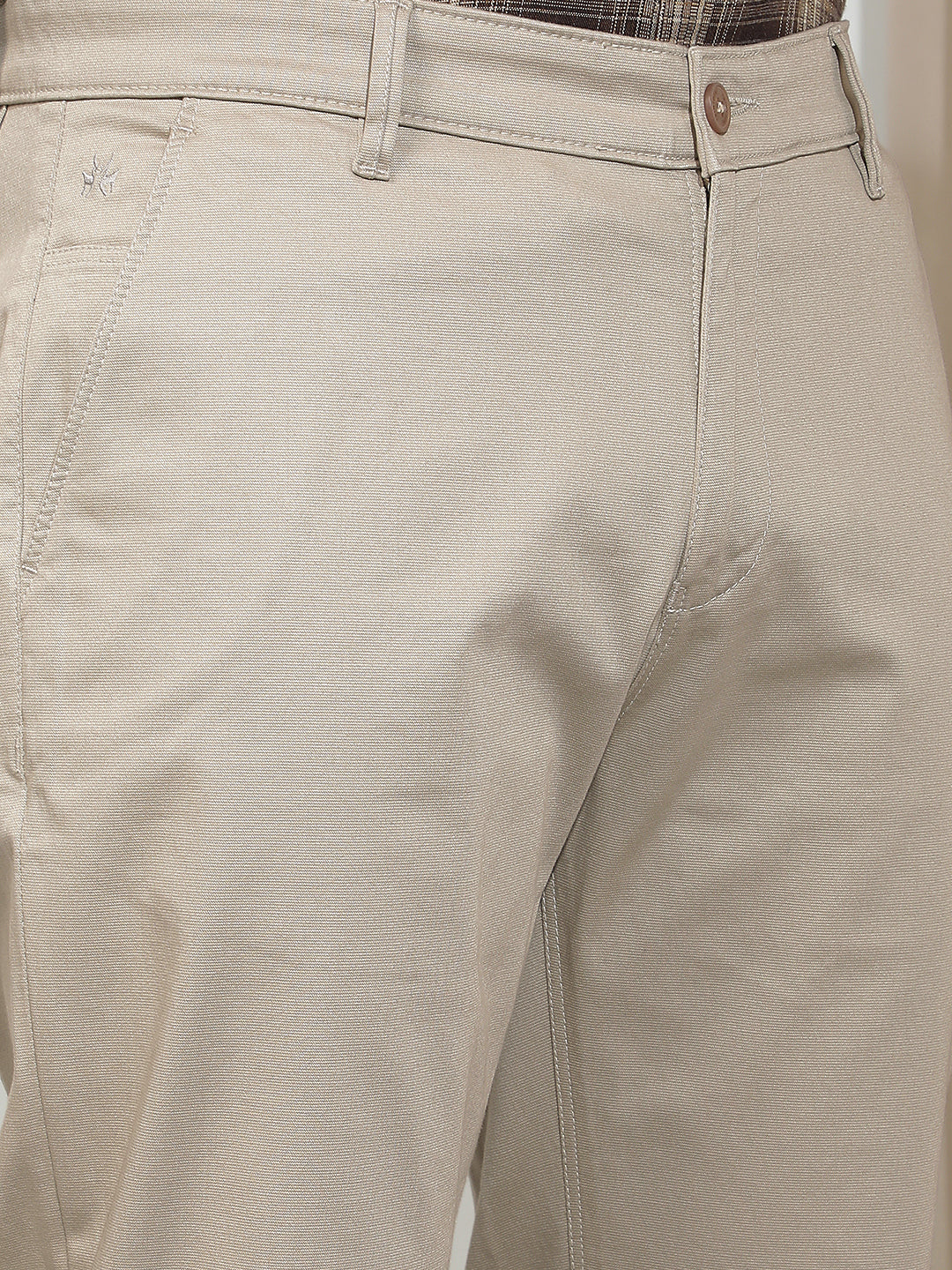 Khaki Dobby Straight Trousers-Men Trousers-Crimsoune Club