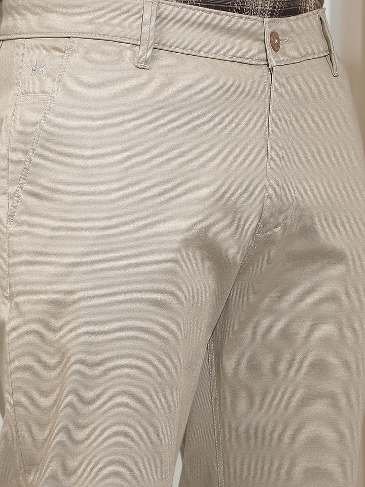 Khaki Dobby Straight Trousers-Men Trousers-Crimsoune Club