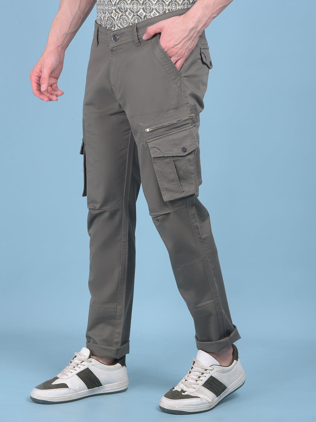 Olive Stretchable Trousers-Men Trousers-Crimsoune Club