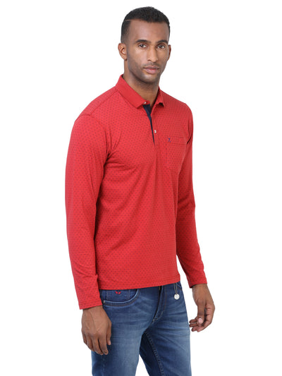 Red Printed Polo T-Shirt-Men T-Shirts-Crimsoune Club