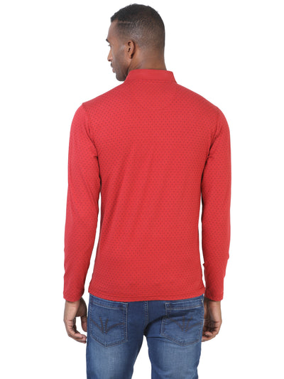 Red Printed Polo T-Shirt-Men T-Shirts-Crimsoune Club