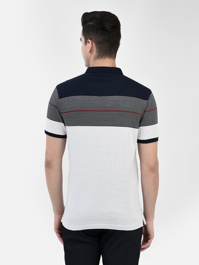 Striped Navy Blue T-Shirt-Men T-Shirts-Crimsoune Club