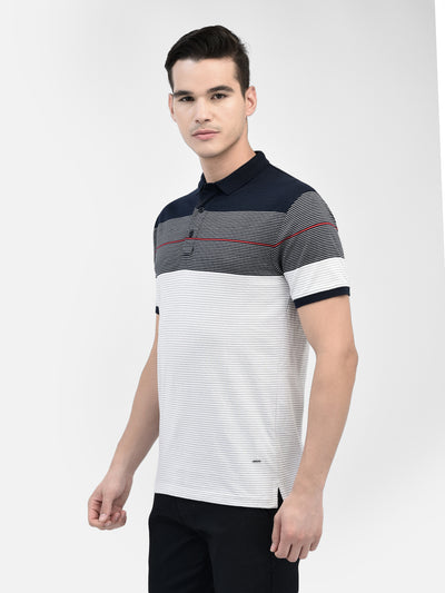 Striped Navy Blue T-Shirt-Men T-Shirts-Crimsoune Club