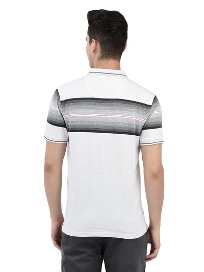 Off White Horizontal Stripes Polo Neck T-Shirt-Men T-Shirts-Crimsoune Club