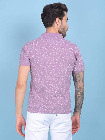 Purple Floral Print T-Shirt-Men T-shirts-Crimsoune Club