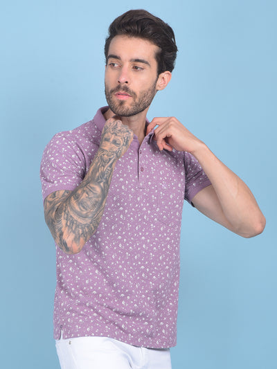 Purple Floral Print T-Shirt-Men T-shirts-Crimsoune Club