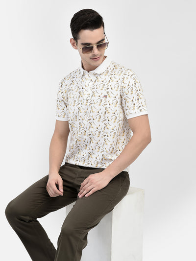 Floral Beige T-Shirt-Men T-Shirts-Crimsoune Club