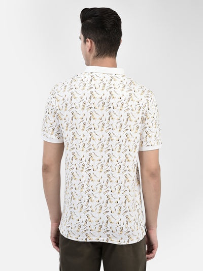 Floral Beige T-Shirt-Men T-Shirts-Crimsoune Club