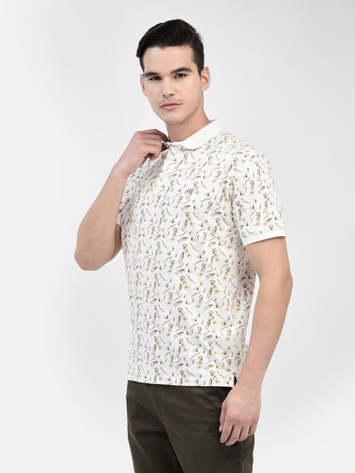 Floral Beige T-Shirt-Men T-Shirts-Crimsoune Club