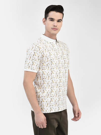 Floral Beige T-Shirt-Men T-Shirts-Crimsoune Club