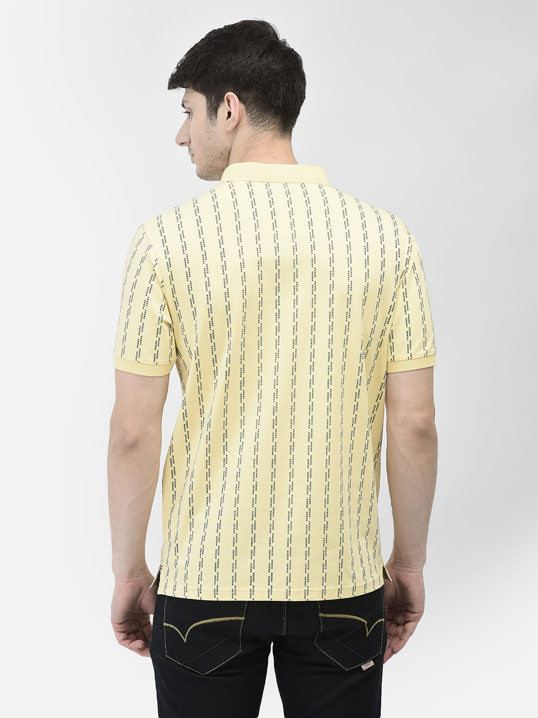 Yellow Printed Polo T-shirt-Men T-shirts-Crimsoune Club