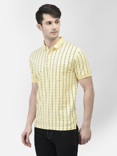 Yellow Printed Polo T-shirt-Men T-shirts-Crimsoune Club