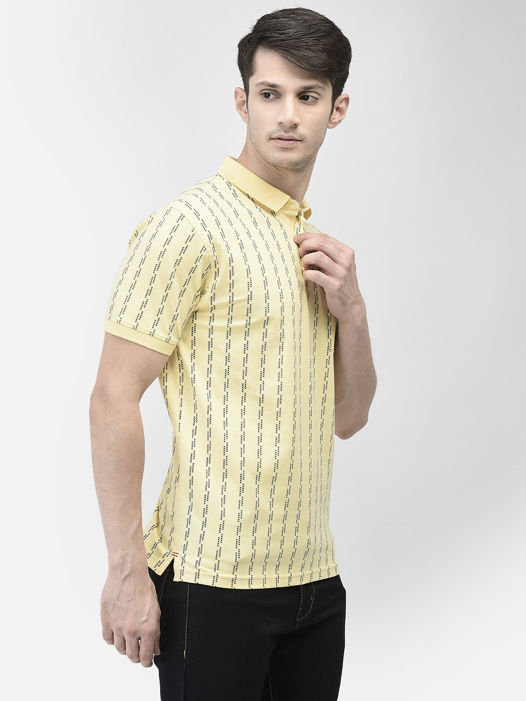 Yellow Printed Polo T-shirt-Men T-shirts-Crimsoune Club