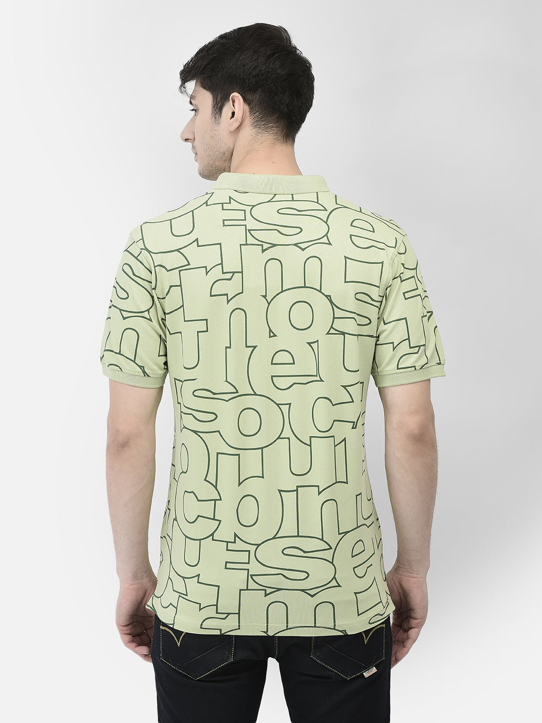 Green Typographic Print T-shirt-Men T-shirts-Crimsoune Club