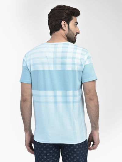 Ice Blue Printed T-shirt-Men T-Shirts-Crimsoune Club