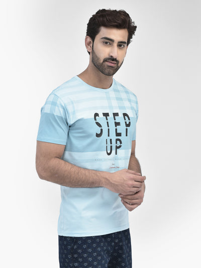 Ice Blue Printed T-shirt-Men T-Shirts-Crimsoune Club