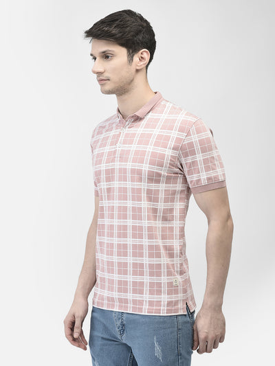 Pink Checked T-Shirt-Men T-shirts-Crimsoune Club