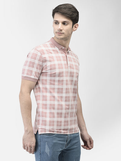 Pink Checked T-Shirt-Men T-shirts-Crimsoune Club