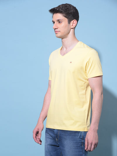 Yellow Cotton T-Shirt-Men T-Shirts-Crimsoune Club