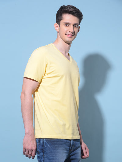 Yellow Cotton T-Shirt-Men T-Shirts-Crimsoune Club