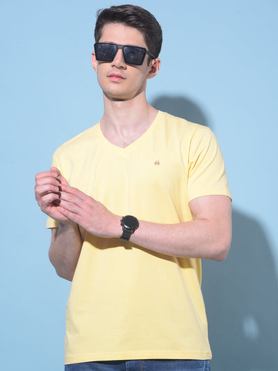 Yellow Cotton T-Shirt-Men T-Shirts-Crimsoune Club