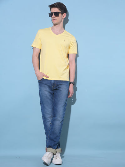 Yellow Cotton T-Shirt-Men T-Shirts-Crimsoune Club