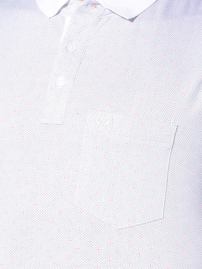 White Printed Polo T-Shirt-Men T-Shirts-Crimsoune Club