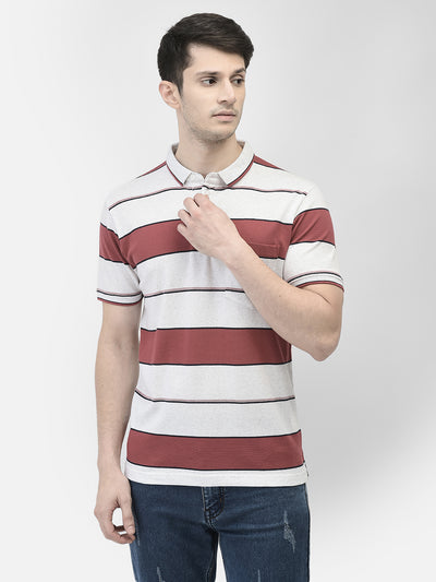 Red Striped T-shirt-Men T-shirts-Crimsoune Club