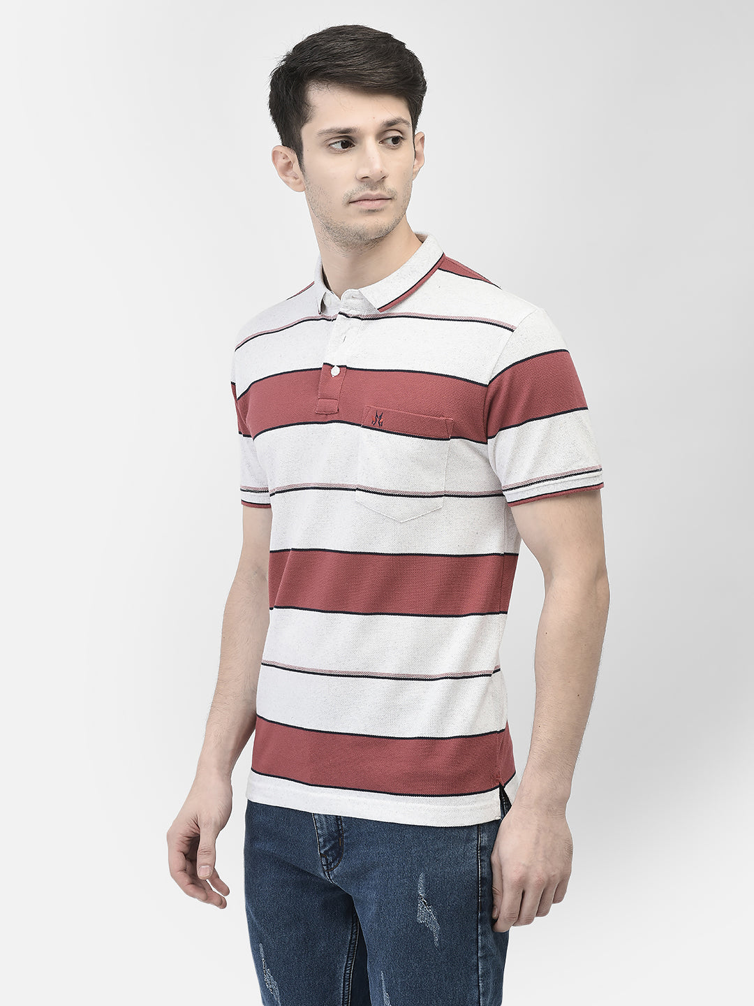 Red Striped T-shirt-Men T-shirts-Crimsoune Club
