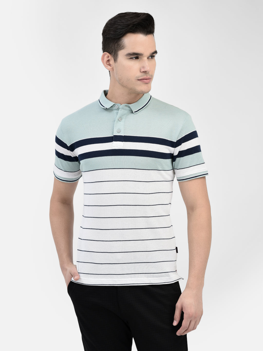 Striped Green T-Shirt-Men T-Shirts-Crimsoune Club