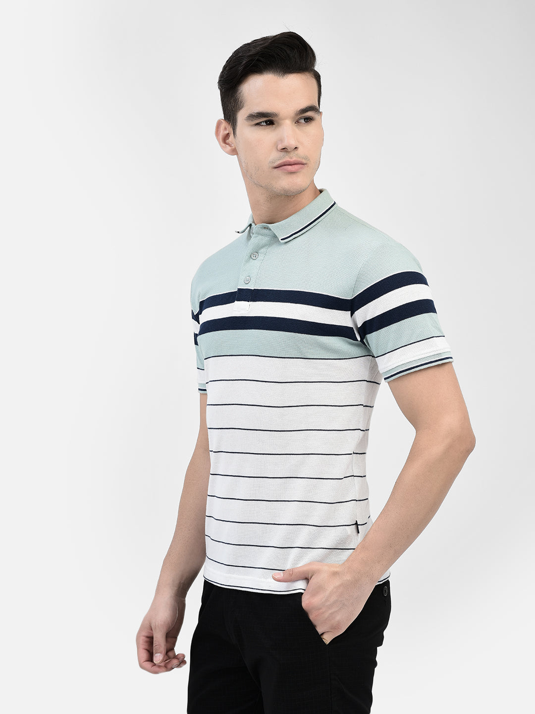 Striped Green T-Shirt-Men T-Shirts-Crimsoune Club