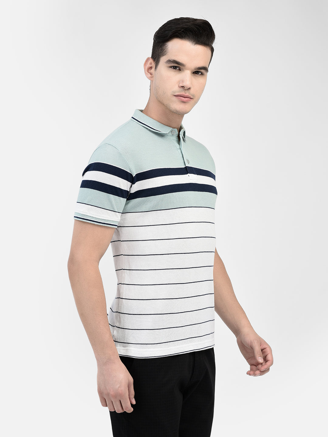 Striped Green T-Shirt-Men T-Shirts-Crimsoune Club