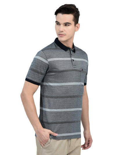 Grey Striped T-shirt-Men T-shirts-Crimsoune Club