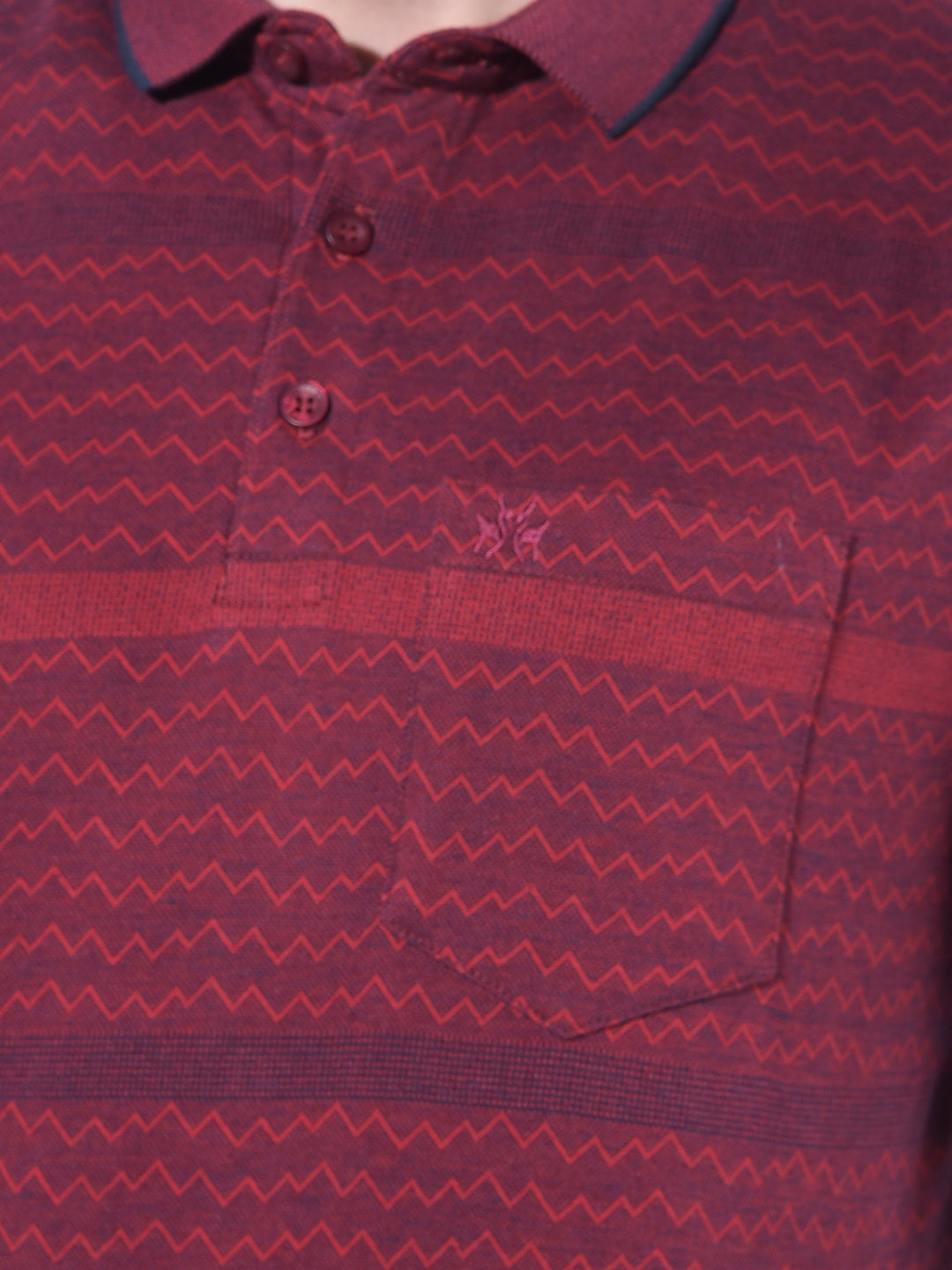 Red Horizontal Striped Polo T-Shirt-Men T-Shirts-Crimsoune Club