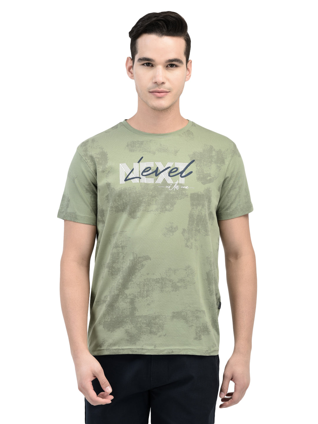 Green Typographic Print T-Shirt-Men T-Shirts-Crimsoune Club