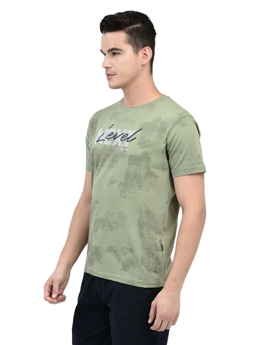 Green Typographic Print T-Shirt-Men T-Shirts-Crimsoune Club