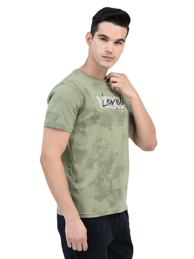 Green Typographic Print T-Shirt-Men T-Shirts-Crimsoune Club