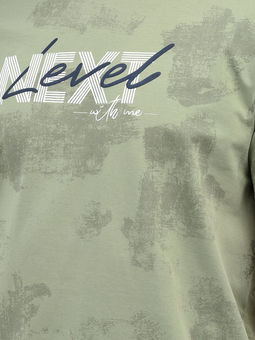 Green Typographic Print T-Shirt-Men T-Shirts-Crimsoune Club