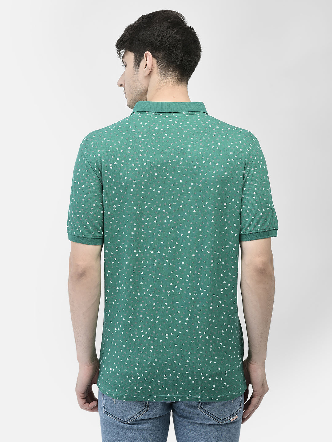 Green Printed Polo T-shirt-Men T-shirts-Crimsoune Club