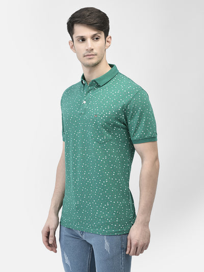 Green Printed Polo T-shirt-Men T-shirts-Crimsoune Club