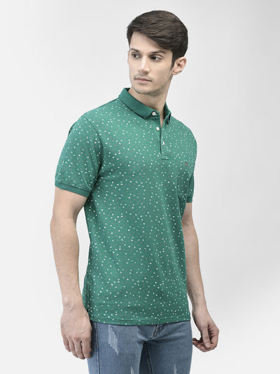 Green Printed Polo T-shirt-Men T-shirts-Crimsoune Club