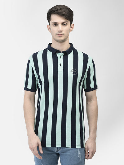 Green Striped T-shirt-Men T-shirts-Crimsoune Club