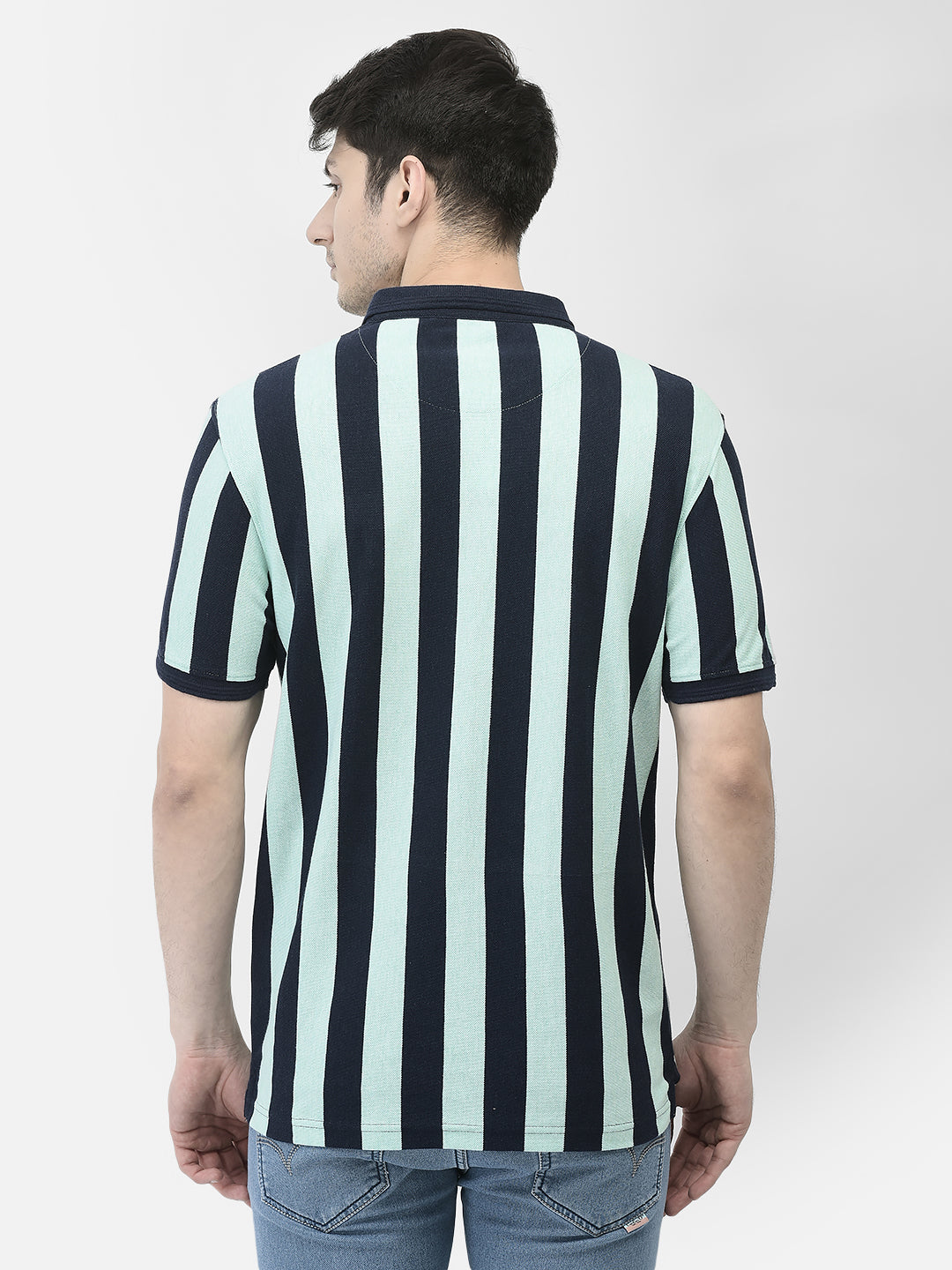Green Striped T-shirt-Men T-shirts-Crimsoune Club