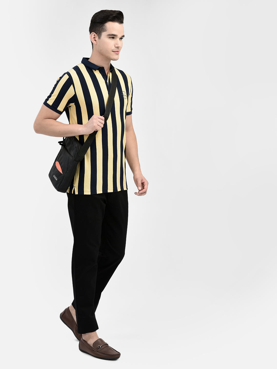 Striped Yellow T-Shirt-Men T-Shirts-Crimsoune Club