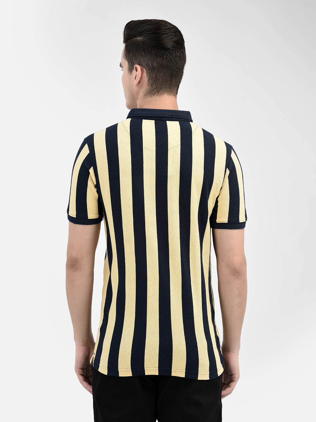 Striped Yellow T-Shirt-Men T-Shirts-Crimsoune Club