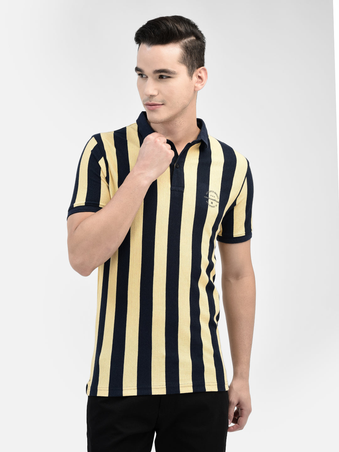 Striped Yellow T-Shirt-Men T-Shirts-Crimsoune Club