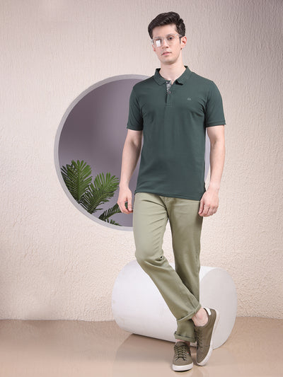 Green Polo Neck T-Shirt-Men T-Shirts-Crimsoune Club