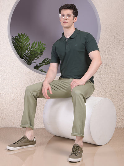 Green Polo Neck T-Shirt-Men T-Shirts-Crimsoune Club