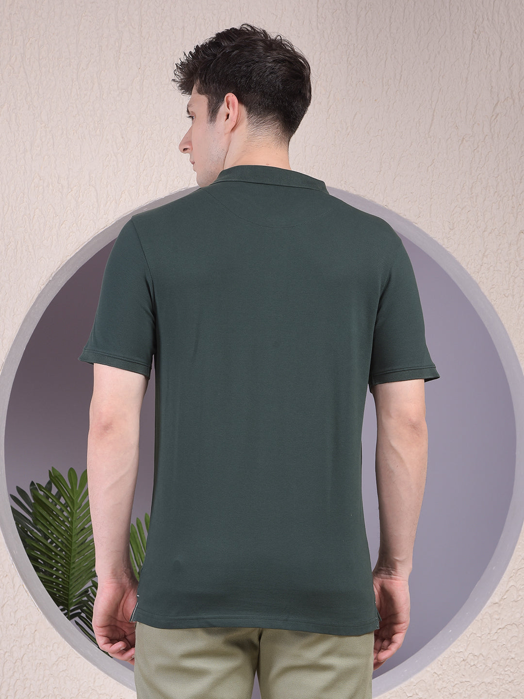 Green Polo Neck T-Shirt-Men T-Shirts-Crimsoune Club